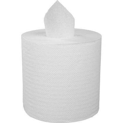 White Full-Size Paper Towels, Commercial/Residential, 6-Pack, 366.66 Sq. Feet, Fits Most Center-Pull Dispensers